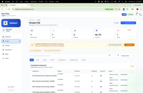 Rankerd groups hub for managing student groups