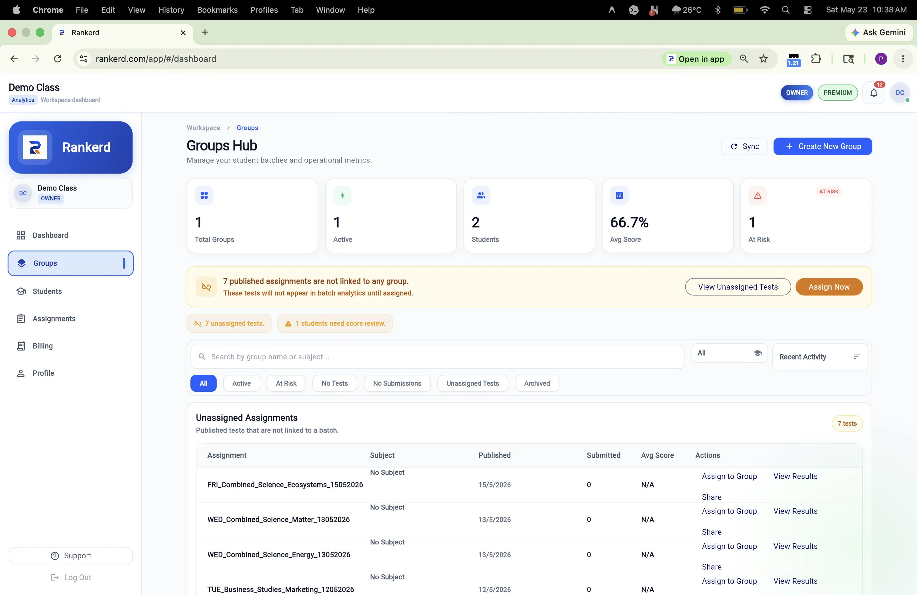 Groups Hub — Rankerd