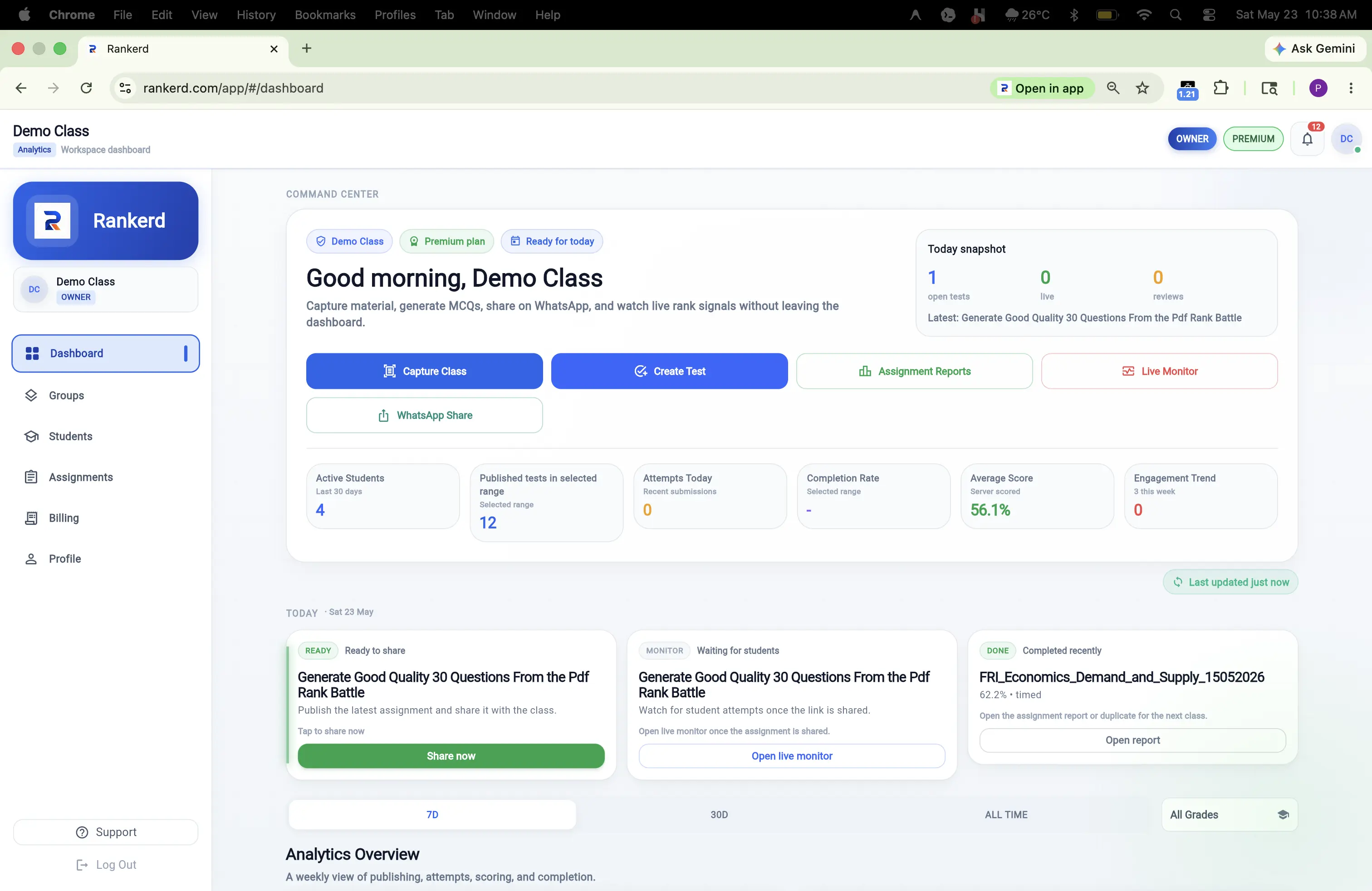 Tutor Assignment Dashboard — Rankerd